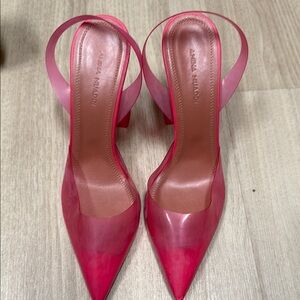 Amina Muaddi Pink Slingback Heels
